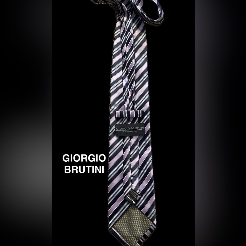 Giorgio Brutini Black and Purple Striped Tie